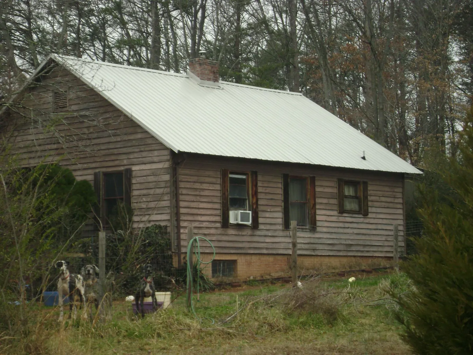 White metal roof on an old wood sided farmhouse, from a Asphalt Shingle Roof Repair job in Vining